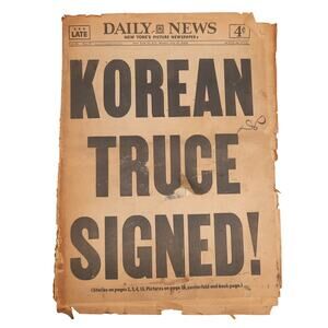 Daily News Newspaper July 27 1953 Korean Truce Signed Front Page Korean War Vtg
